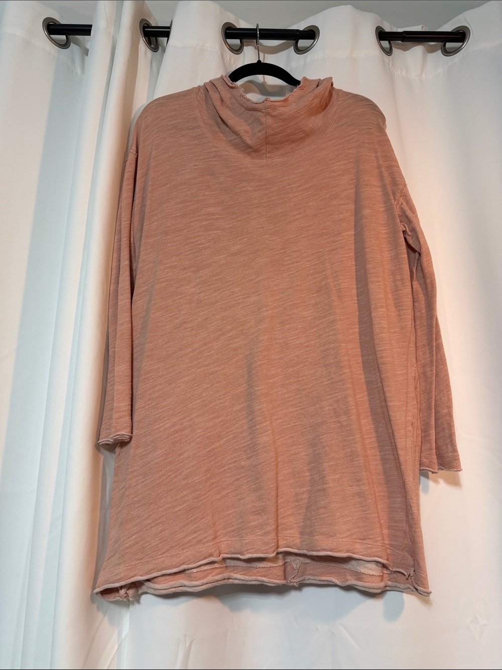 Free People One Body Oversized Slouchy Boho Cotton Pullover Hoodie Peach B10